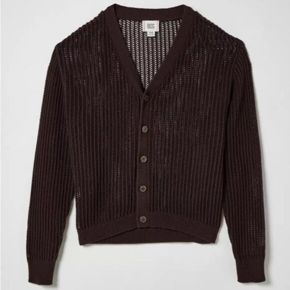 NWOT Urban Outfitters BDG Beach Cardigan Unisex Chocolate Brown Size M - Picture 1 of 10